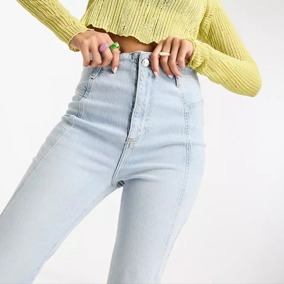 Free People Florence Flare Leg Jeans Light Blue Denim NEW - Picture 3 of 10